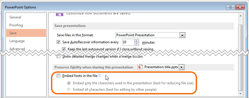 embed font in powerpoint for mac